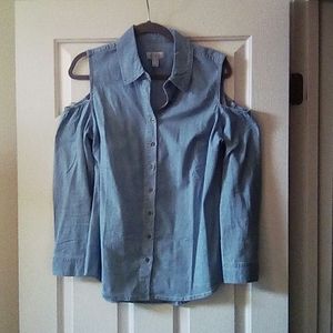 Denim & Co. Cold Should denim Shirt NWT S